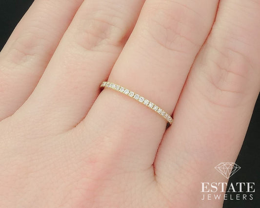 14k Yellow Gold Natural .25ctw Diamond Ladies Wedding Band Ring 0.8g i15510