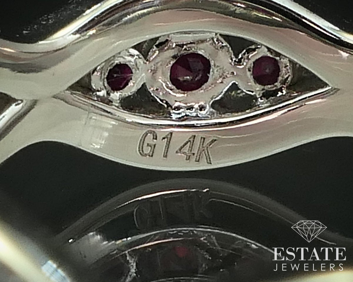 14k White Gold Natural .95ctw Ruby & Diamond Ladies Band Ring 3.8g i15497
