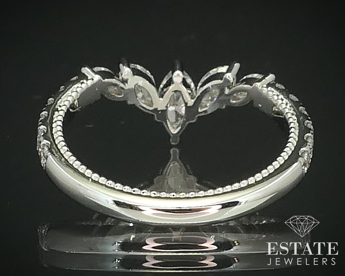 14k White Gold Natural .91ctw Diamond Ladies Curved Wedding Band Ring 2g i15498