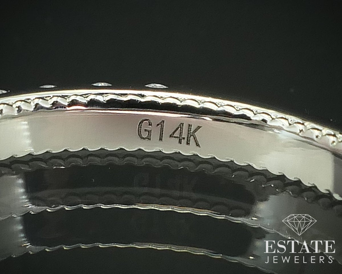 14k White Gold Natural .91ctw Diamond Ladies Curved Wedding Band Ring 2g i15498