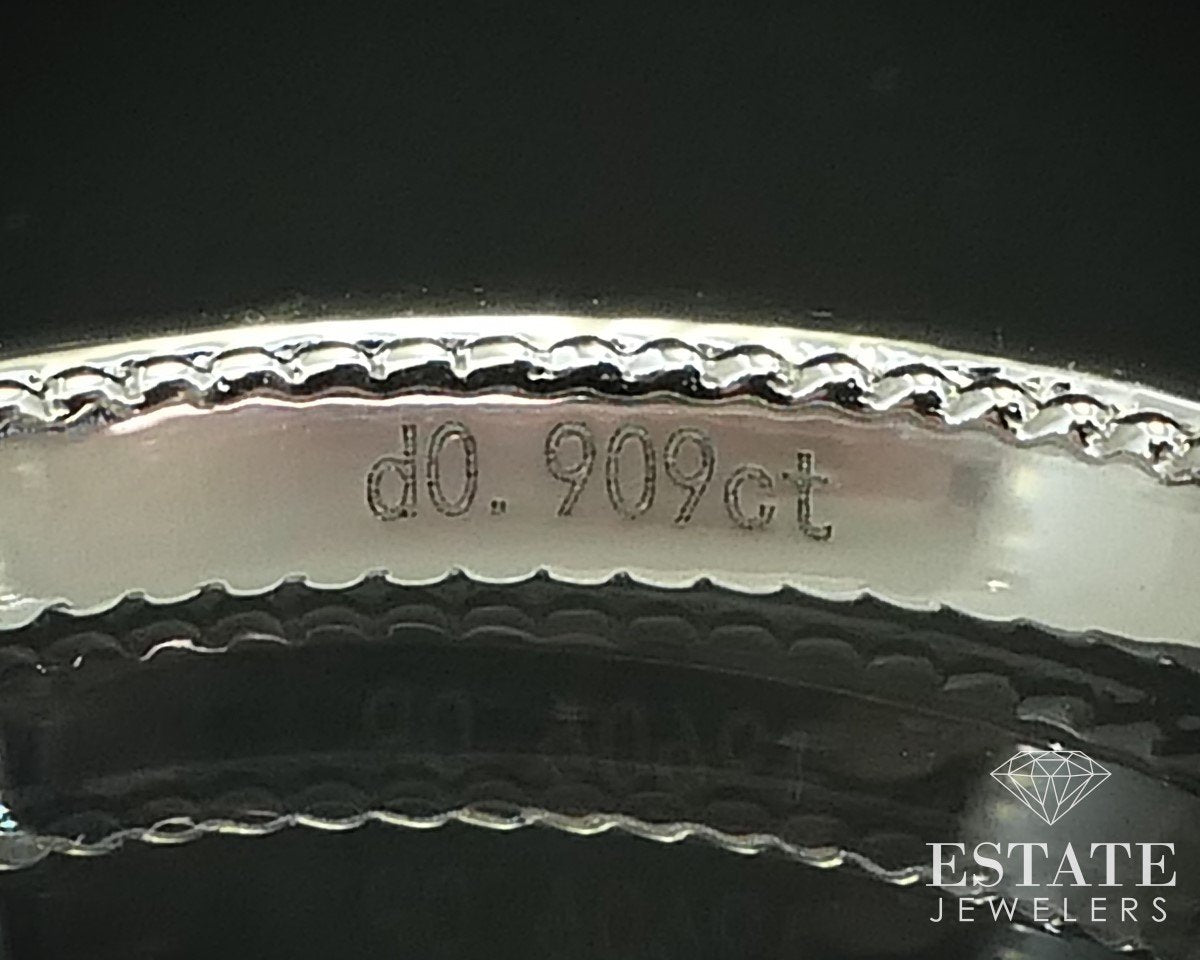 14k White Gold Natural .91ctw Diamond Ladies Curved Wedding Band Ring 2g i15498