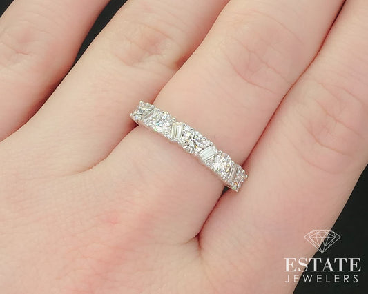 14k White Gold Natural 1.07ctw Diamond Ladies Wedding Band Ring 2.9g i15502