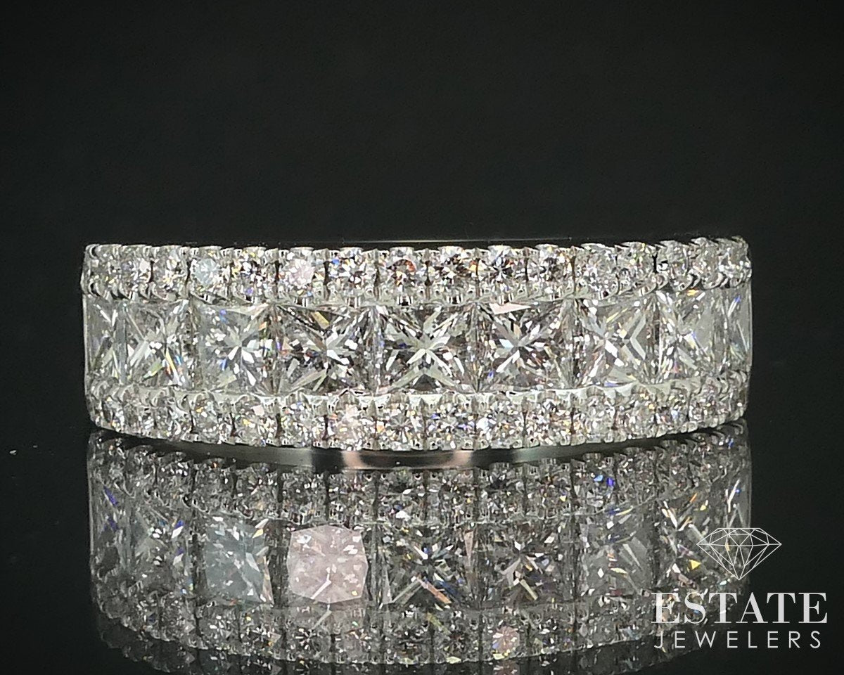 14k White Gold Natural 1.51ctw Diamond Ladies Wedding Band Ring 5.6g i15487