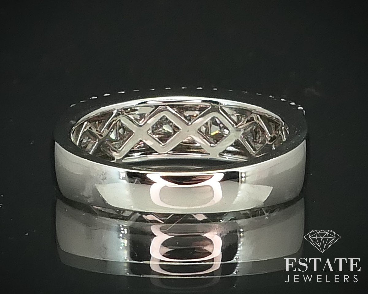 14k White Gold Natural 1.51ctw Diamond Ladies Wedding Band Ring 5.6g i15487