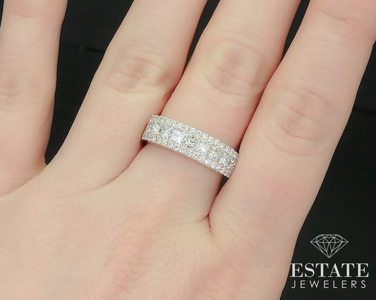 14k White Gold Natural 1.51ctw Diamond Ladies Wedding Band Ring 5.6g i15487