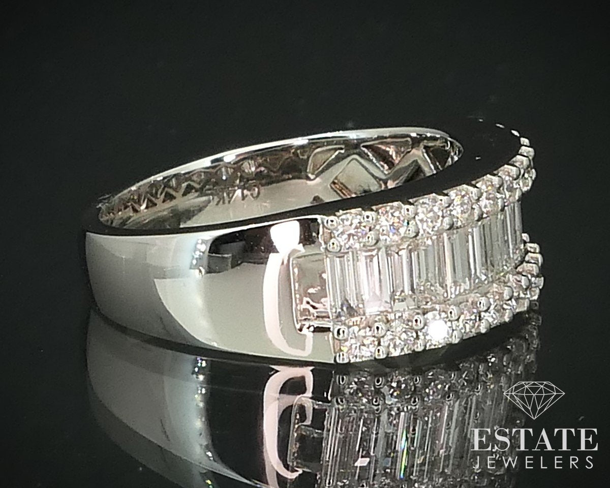 14k White Gold Natural 1.00ctw Diamond Ladies Wedding Band Ring 5.5g i15488