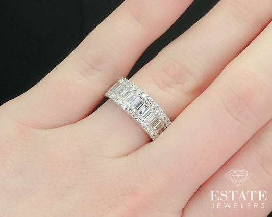 14k White Gold Natural 1.00ctw Diamond Ladies Wedding Band Ring 5.5g i15488