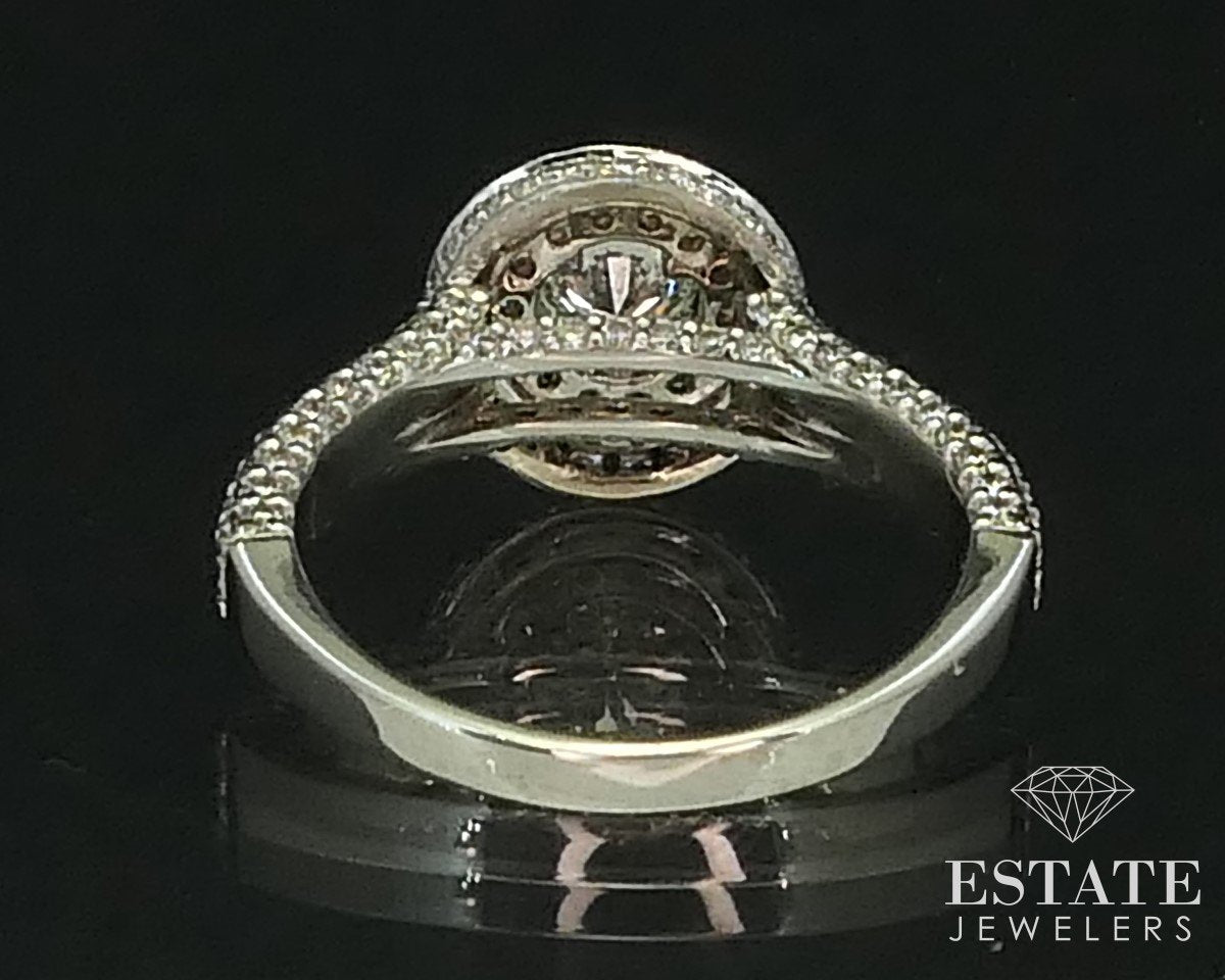 14k White Gold Halo Round Natural 1.27ctw Diamond Engagement Ring 5g i15524