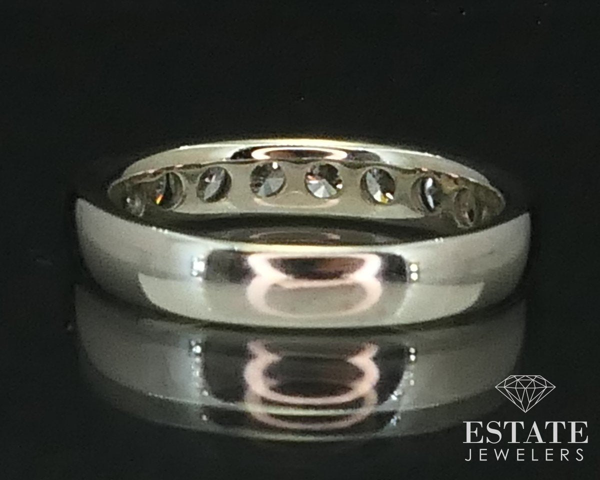 14k White Gold Natural .98ctw Diamond Ladies Wedding Band Ring 3.6g i15480