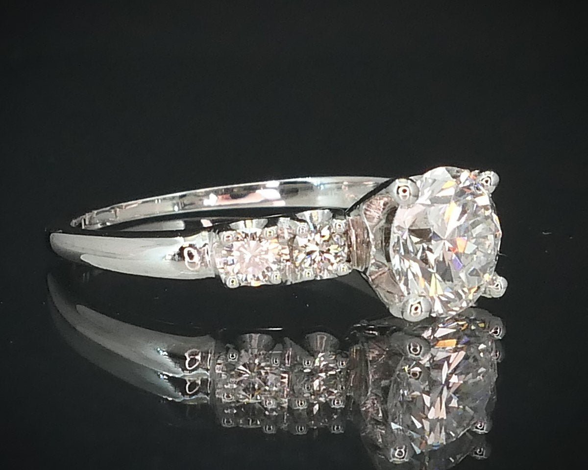 Vintage 14k White Gold Round Cut 1.04ct Diamond Engagement Ring 2.5g i15533