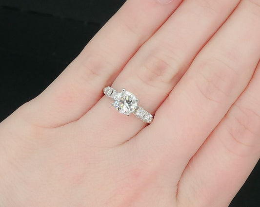 Vintage 14k White Gold Round Cut 1.04ct Diamond Engagement Ring 2.5g i15533