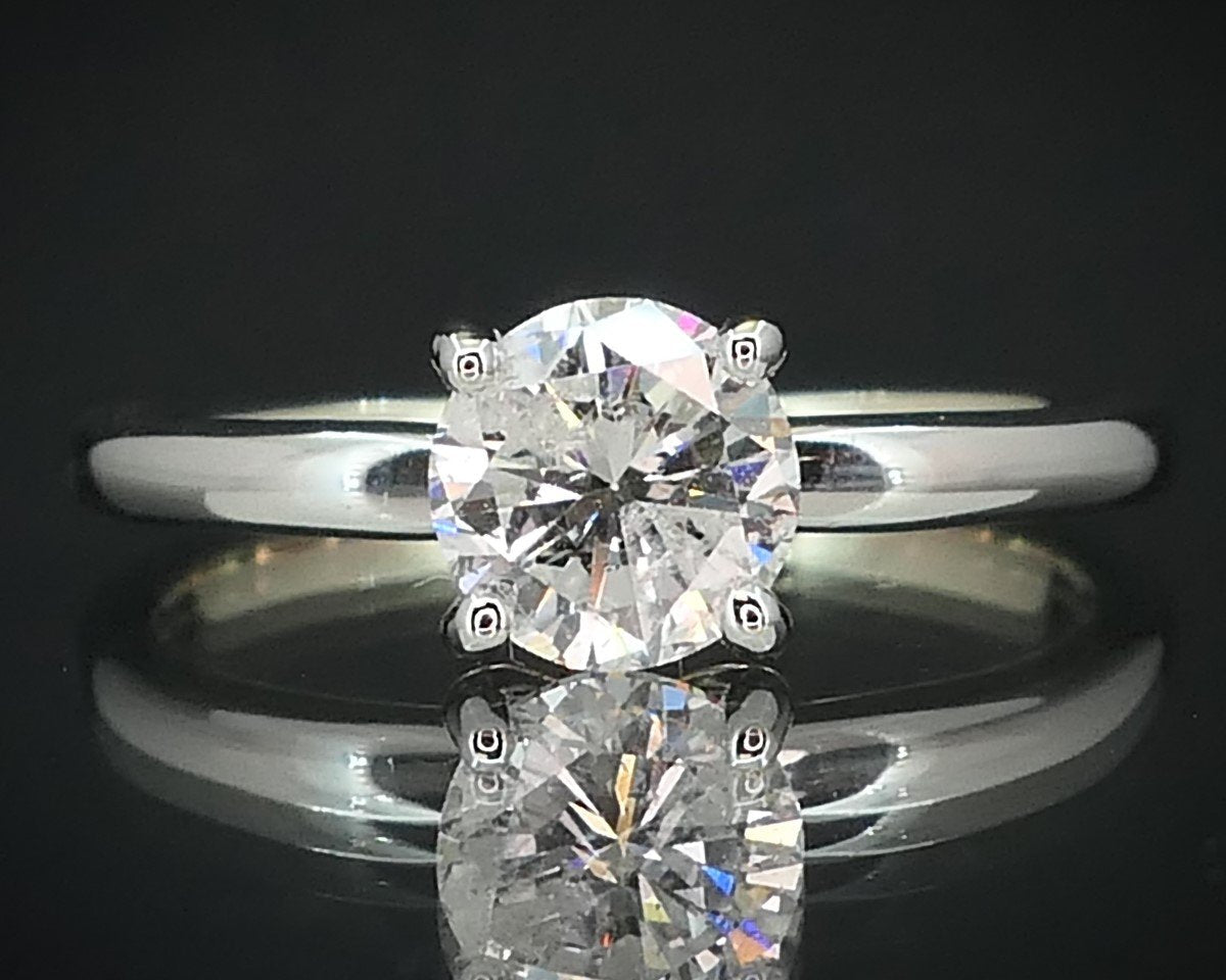 14k White Gold Round Natural 1.00ct Diamond Solitaire Engagement Ring 2g i15531