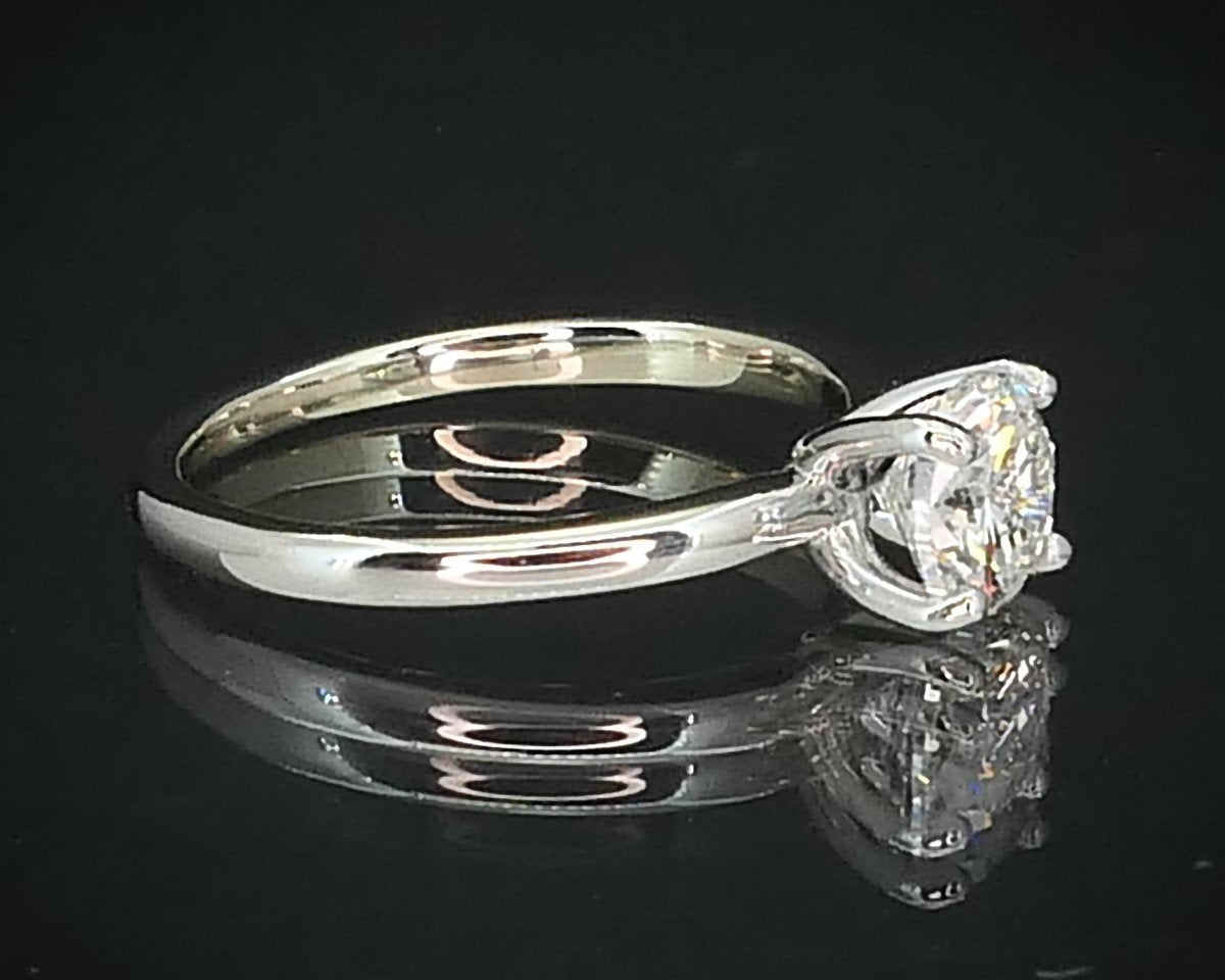 14k White Gold Round Natural 1.00ct Diamond Solitaire Engagement Ring 2g i15531