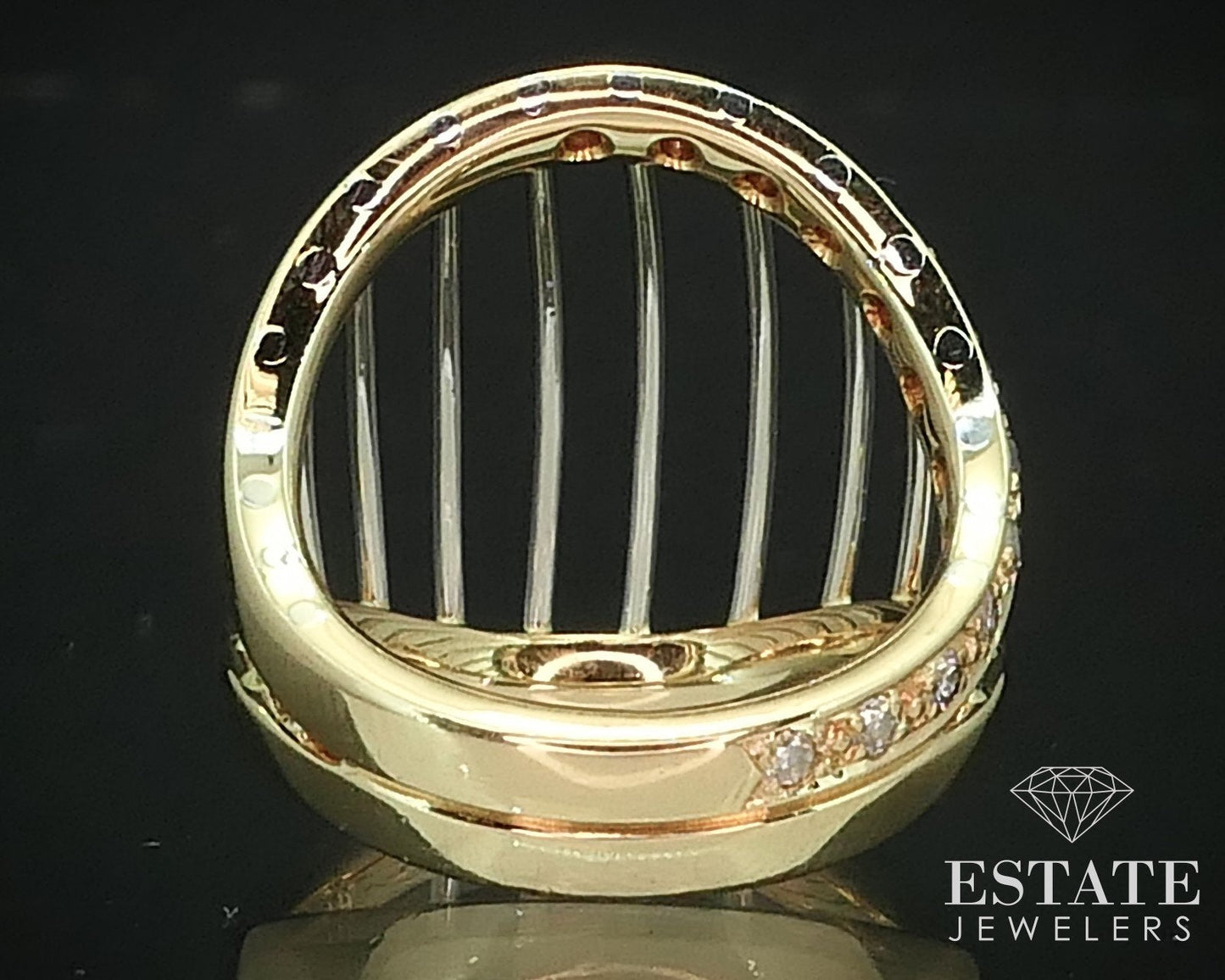 18k Yellow Gold & Platinum Natural .30ctw Diamond Open Band Ring 11.3g i15597
