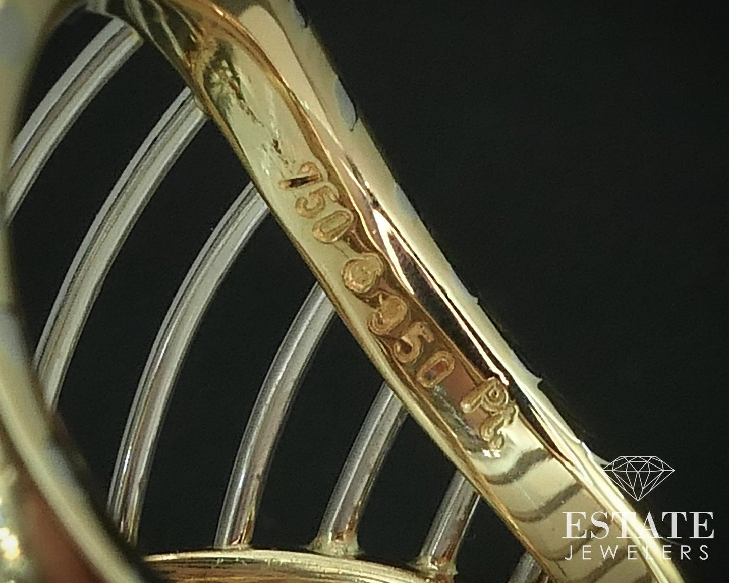 18k Yellow Gold & Platinum Natural .30ctw Diamond Open Band Ring 11.3g i15597