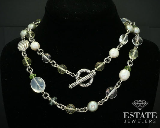 Sterling David Yurman Pearl Quatrefoil Multi Strand Chain Necklace 110g i15613