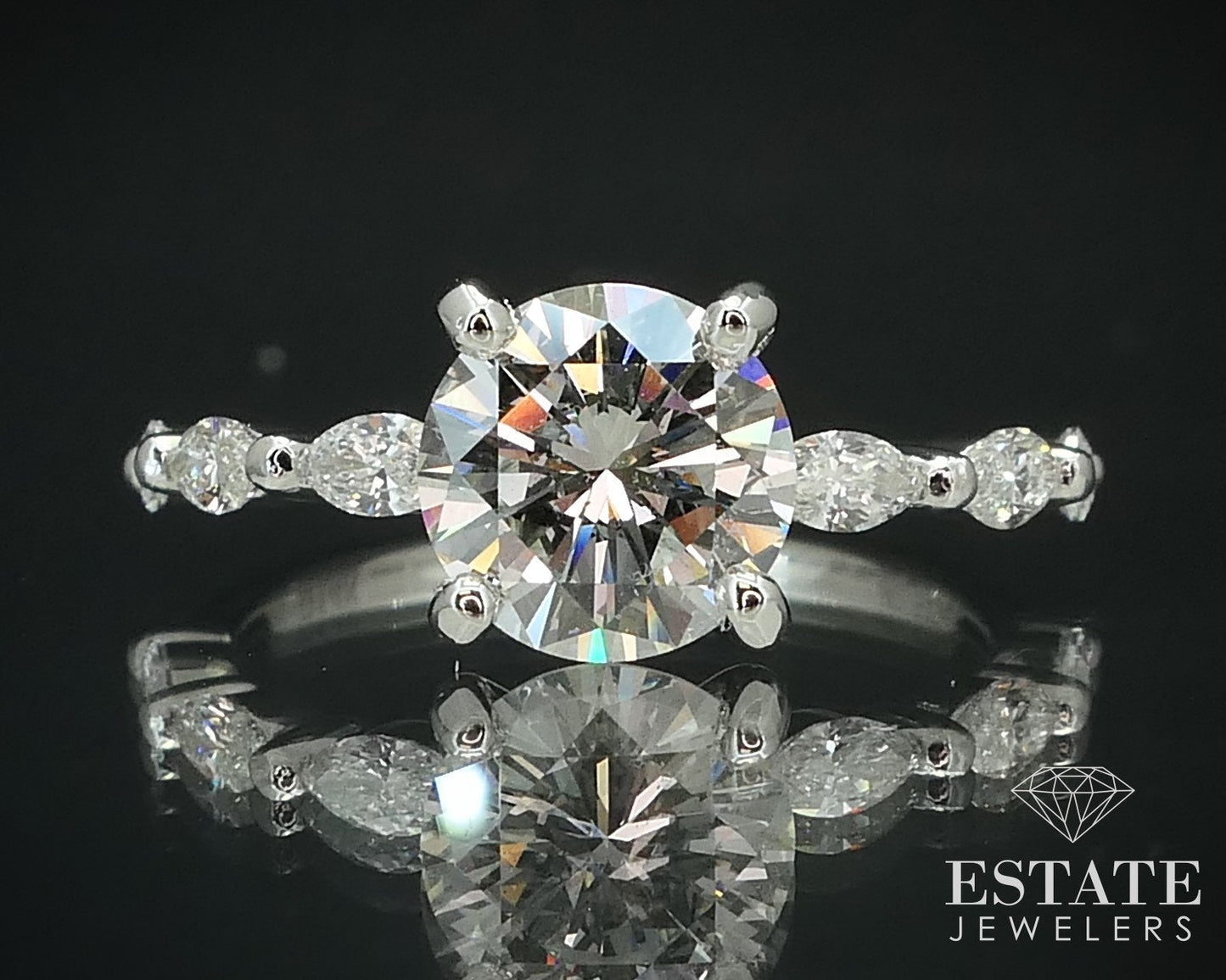 14k White Gold GIA Round 1.32ctw Diamond Engagement Ring 2.4g i15640