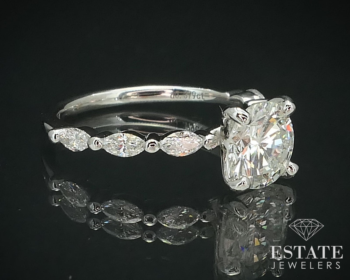 14k White Gold GIA Round 1.32ctw Diamond Engagement Ring 2.4g i15640