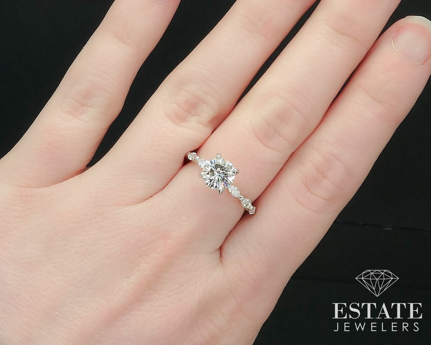 14k White Gold GIA Round 1.32ctw Diamond Engagement Ring 2.4g i15640