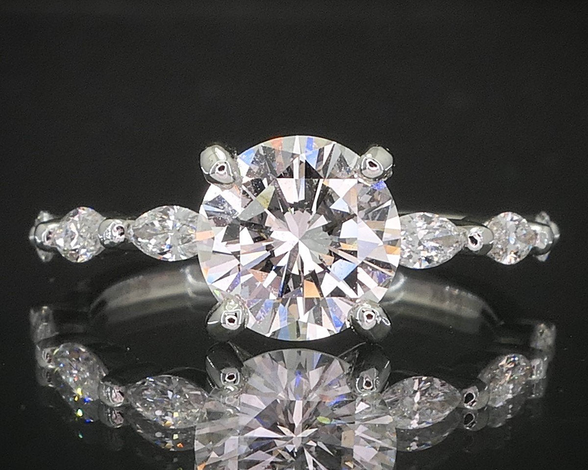 14k White Gold GIA Round 1.32ctw Diamond Engagement Ring 2.4g i15640
