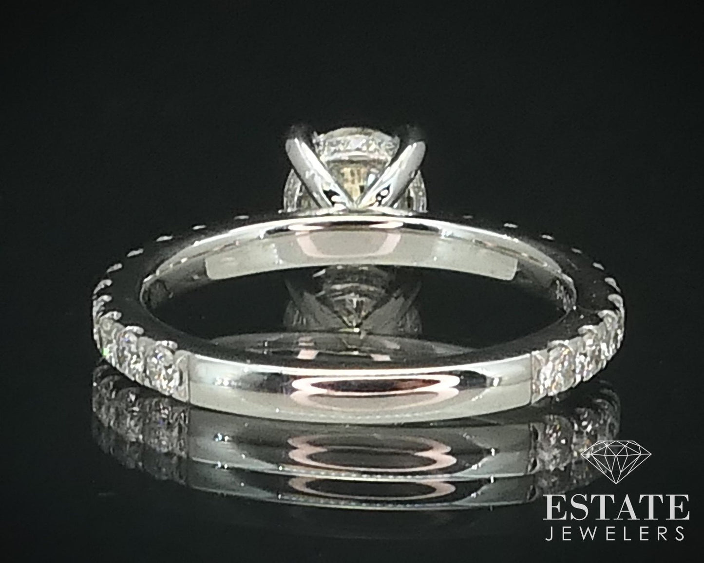 14k White Gold Round Natural 1.45ctw Diamond Engagement Ring 3.2g i15658