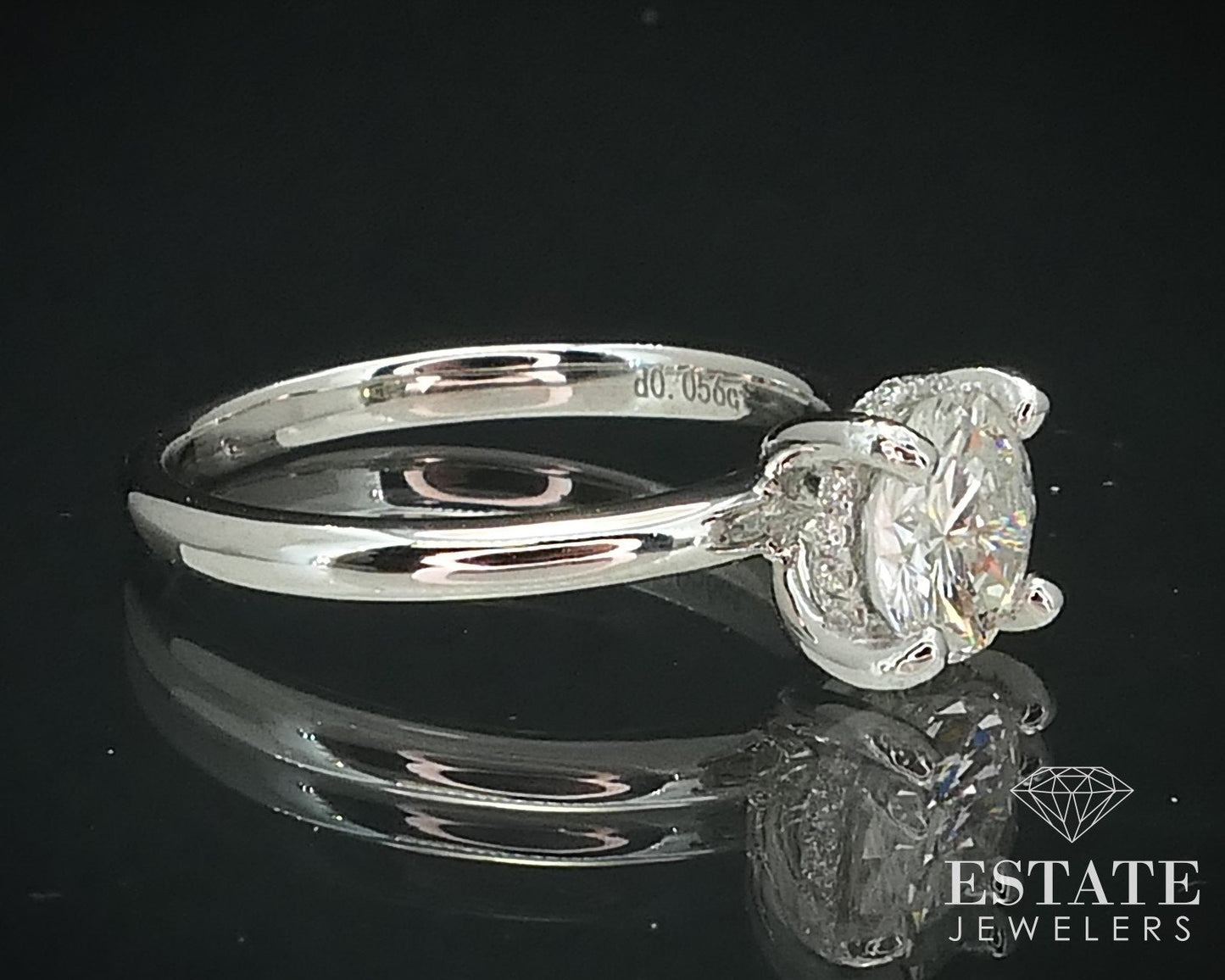 14k White Gold Round Natural .99ct Diamond Halo Engagement Ring 2.7g i15657
