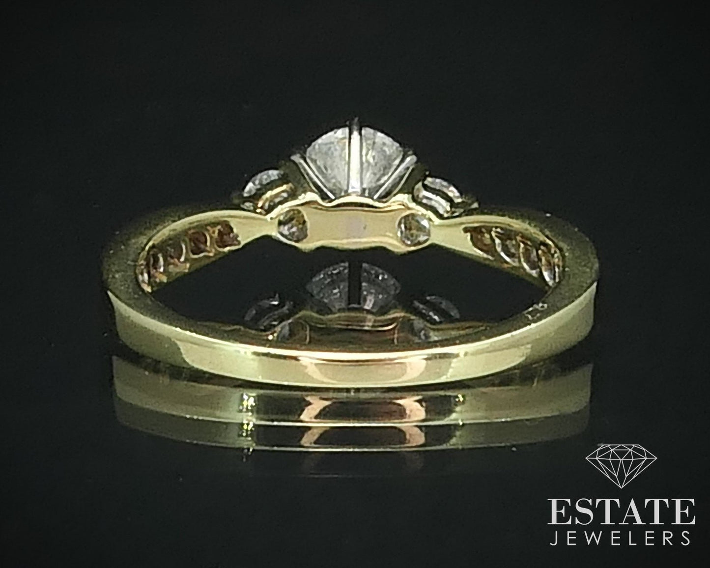 18k Yellow Gold Round Natural .95ctw Diamond Engagement Ring 3.3g i15652