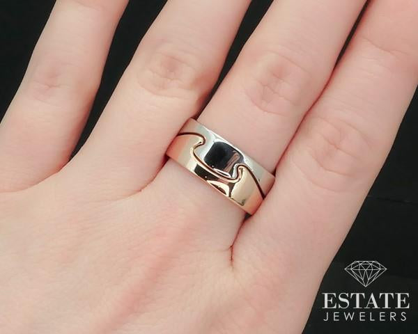 14k White & Rose Gold 8.7mm Fitted Puzzle Smooth Band Ring 9.7g i15672