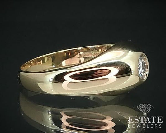 14k Yellow Gold Round Natural .45ct Diamond Solitaire Band Ring 5.6g i15675