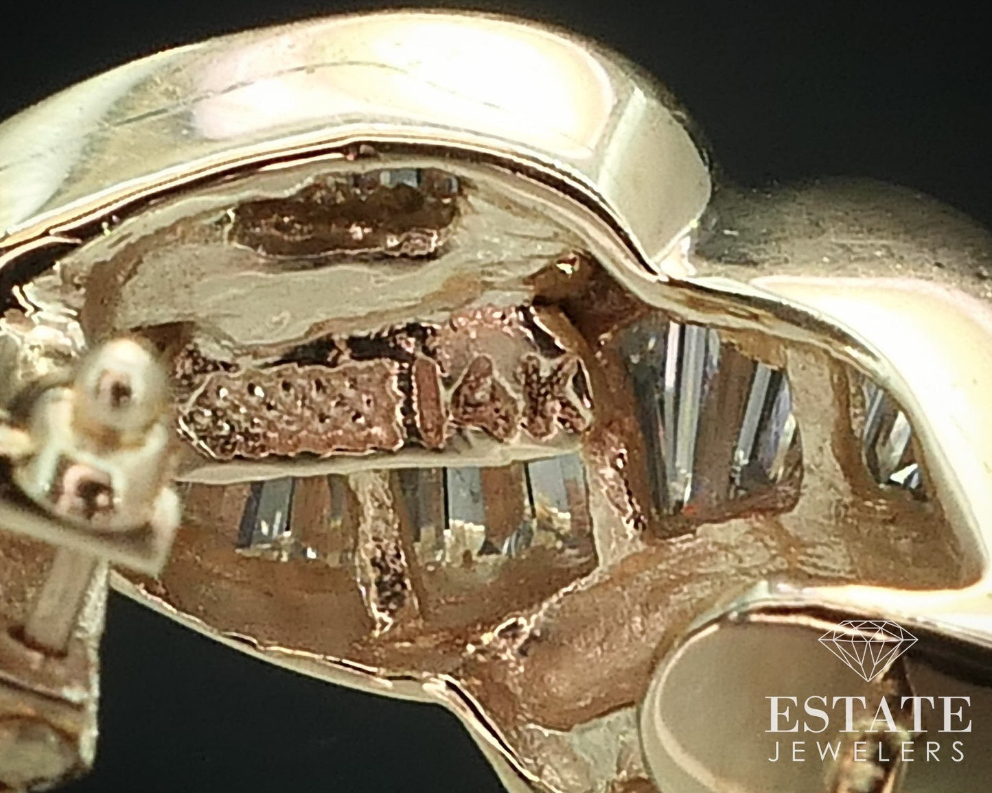 14k Yellow Gold Natural 1ctw Diamond Crossover Omega Back Earrings 7.0g i15709