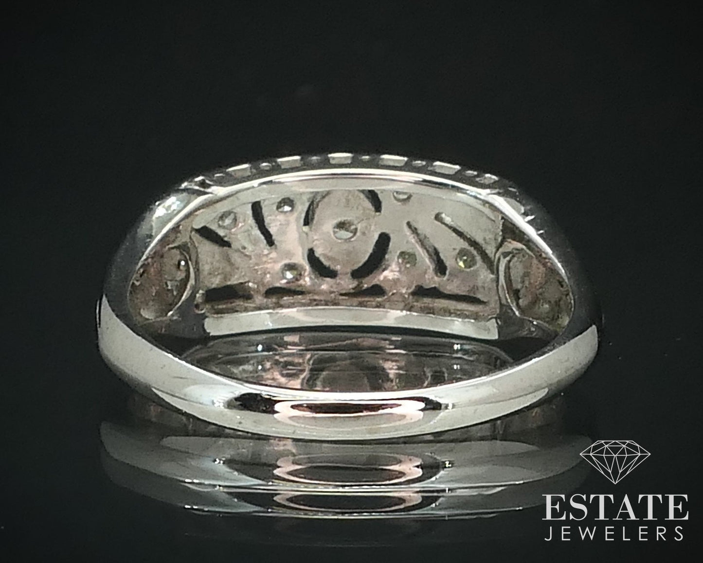 Antique 14k White Gold Natural .12ctw Diamond Ladies Band Ring 2.9g i15714