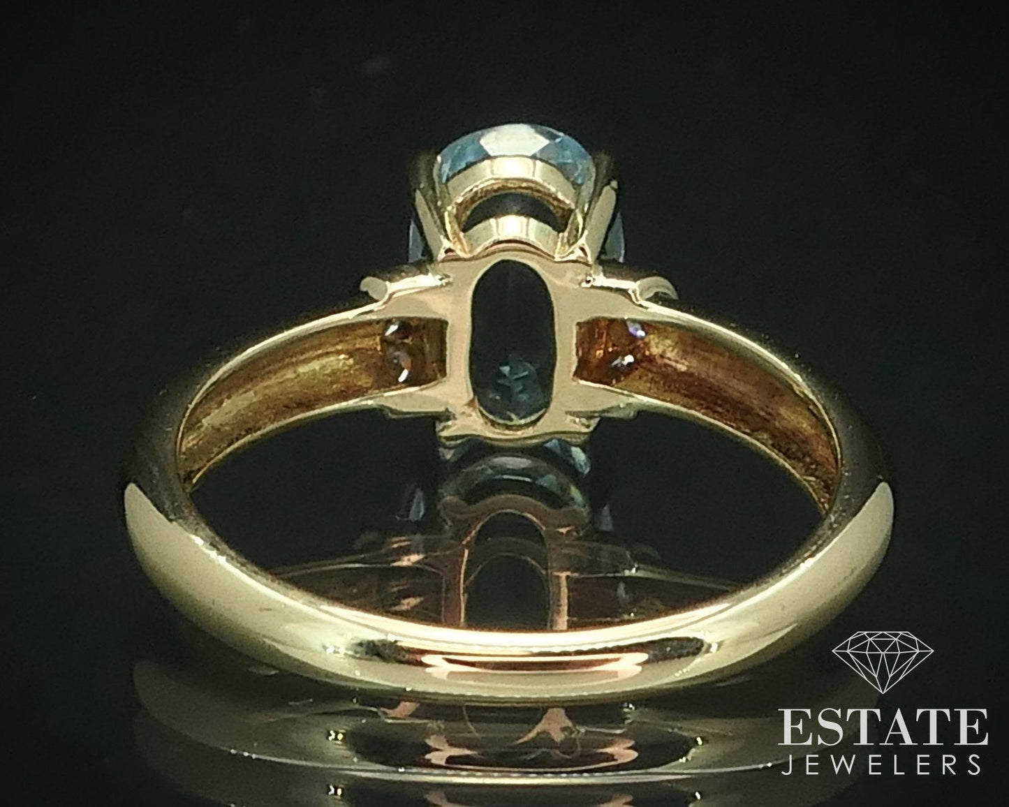 Estate 18k Yellow Gold 1.6ct Aquamarine Diamond Ladies Ring 2.9g i15715