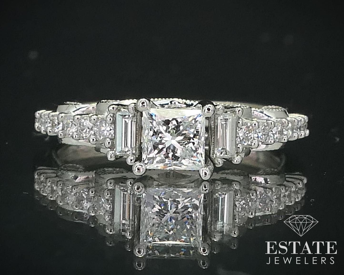 14k White Gold Princess Natural .70ctw Diamond Engagement Ring 2.8g i15739