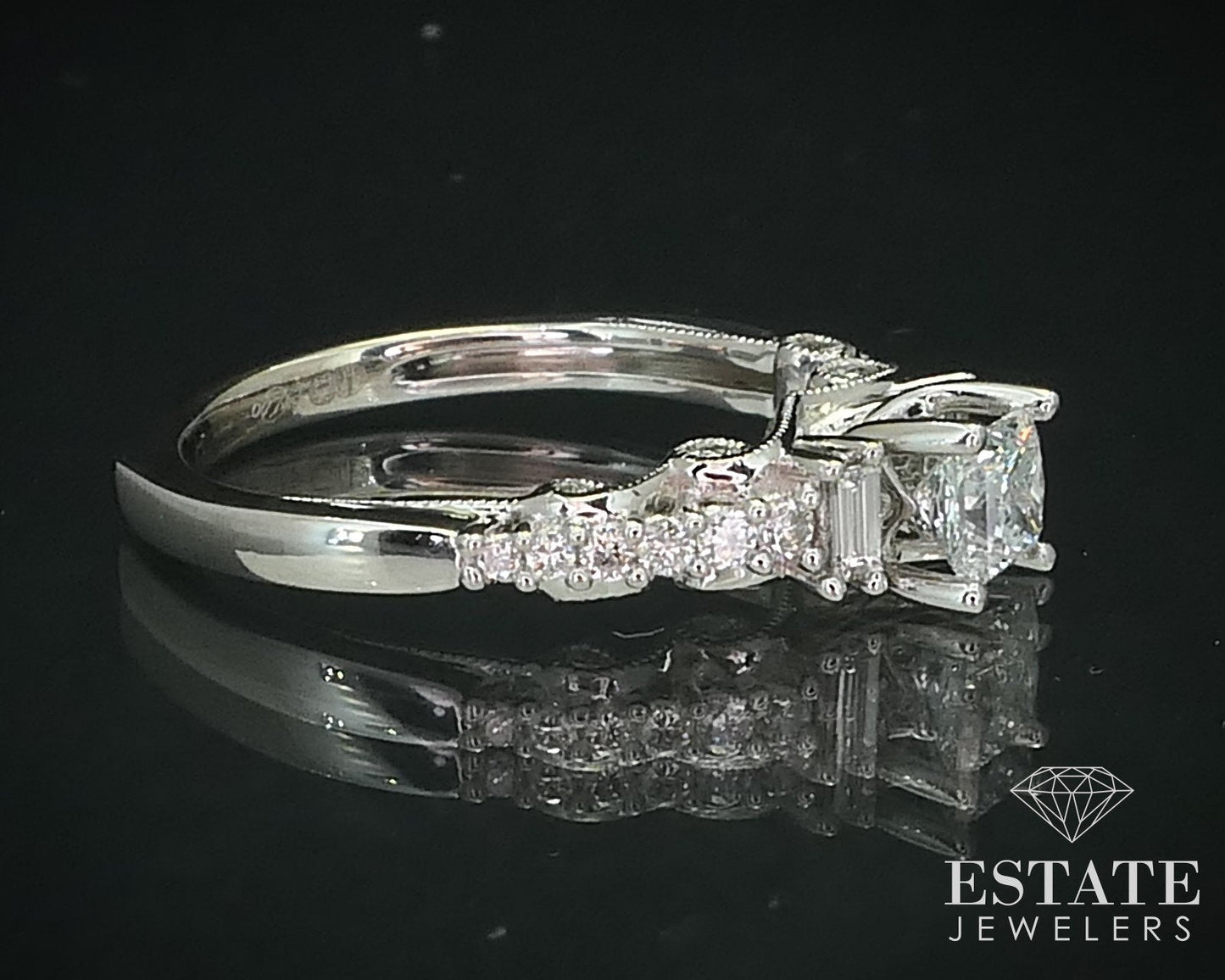 14k White Gold Princess Natural .70ctw Diamond Engagement Ring 2.8g i15739