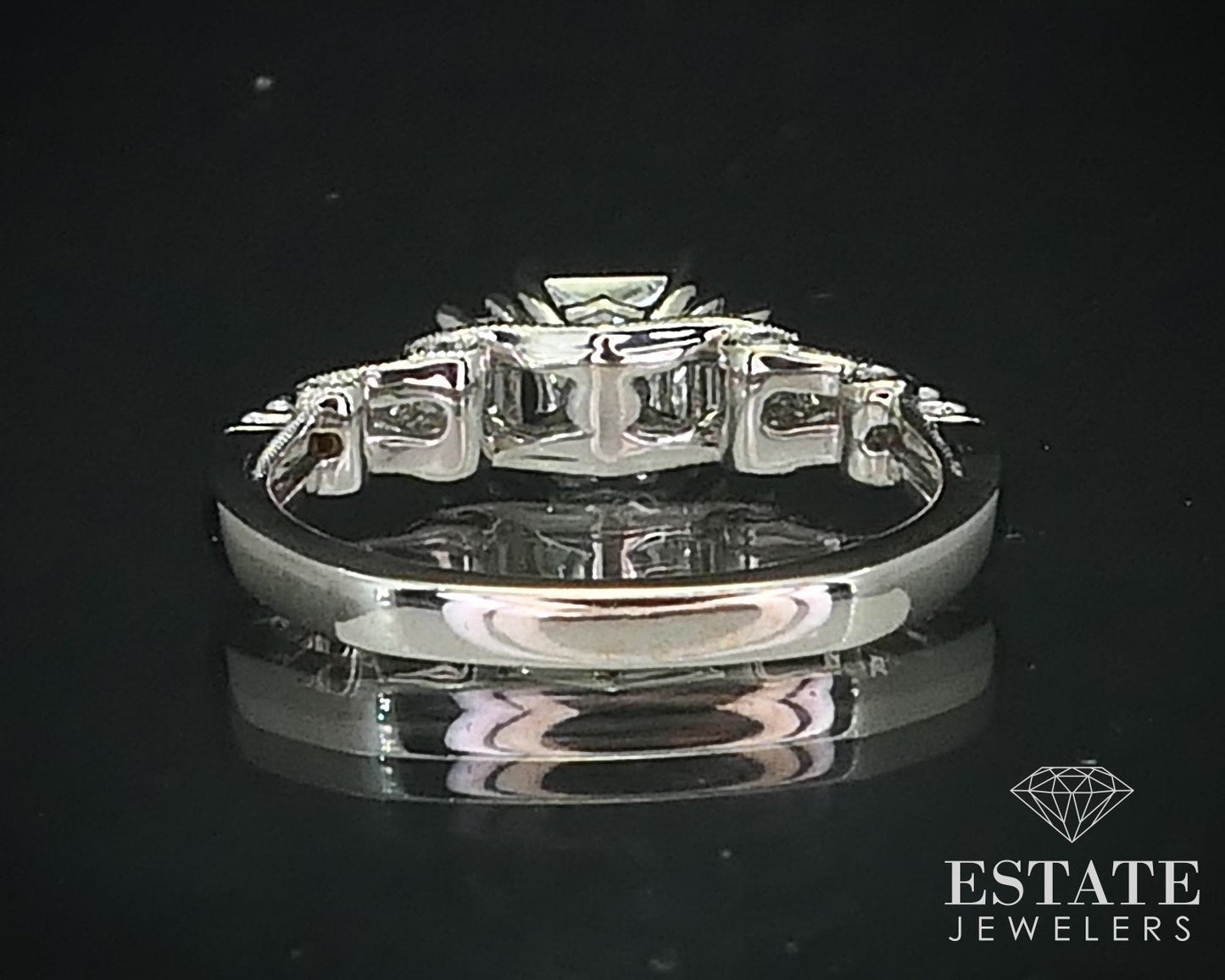 14k White Gold Princess Natural .70ctw Diamond Engagement Ring 2.8g i15739
