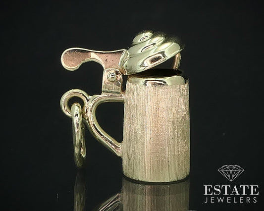 Vintage 14k Yellow Gold Dimensional Movable Beer Stein Charm 1.8g i15722