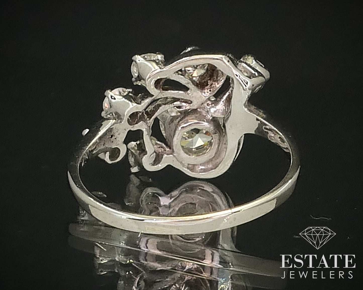 Antique Deco 14k White Gold Natural 1.30ctw Diamond Engagement Ring 3.4g i15750