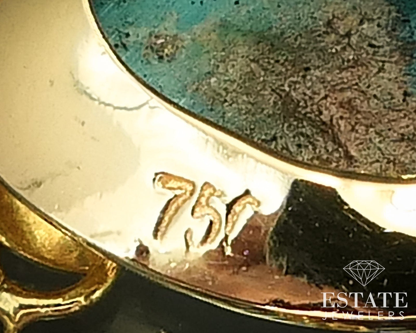 Vintage 18k Yellow Gold Oval Natural Turquoise Ladies Necklace 5.1g 20"L i15774