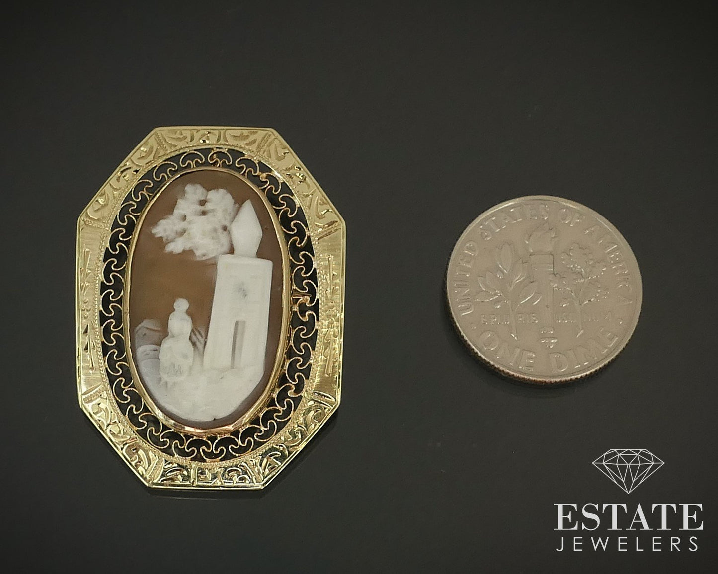 Antique Victorian 10k Yellow Gold Natural Cameo Filigree Pin Brooch 4.4g i15773