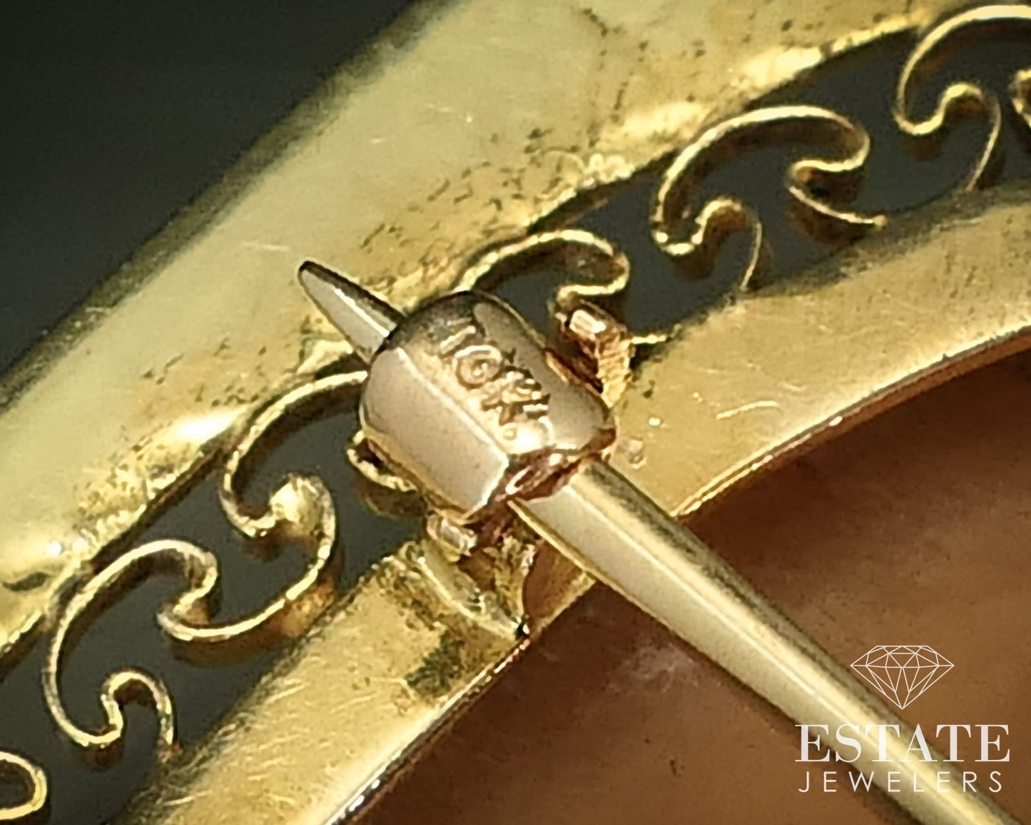 Antique Victorian 10k Yellow Gold Natural Cameo Filigree Pin Brooch 4.4g i15773