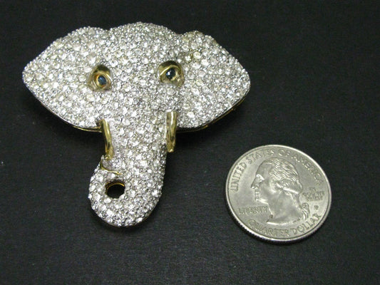 Vintage Sterling Cam-Ber Elephant Rhinestone Large Brooch 24g i15815