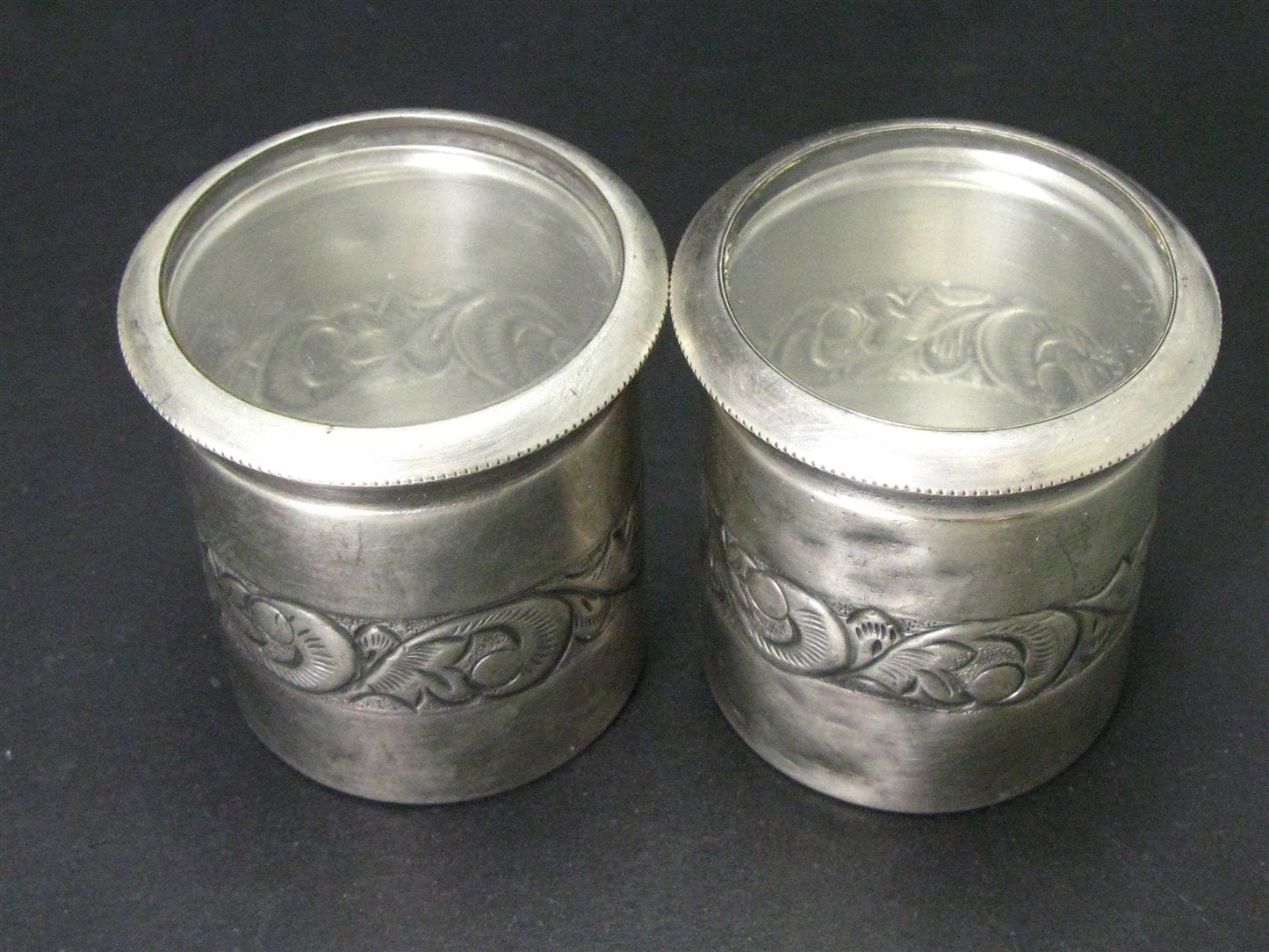 Antique Sterling Silver Glass Top Trinket Container Spice Jar 105g i15811