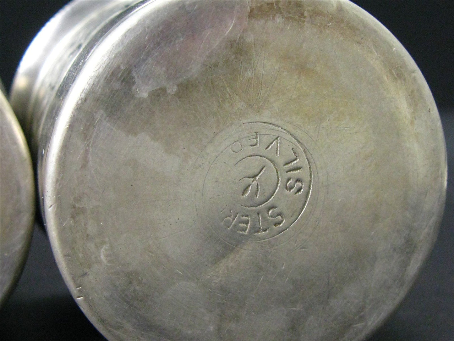 Antique Sterling Silver Glass Top Trinket Container Spice Jar 105g i15811
