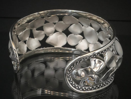 Estate Sterling Silver Michael Dawkins Flower Petal Cuff Bracelet 62g i15810