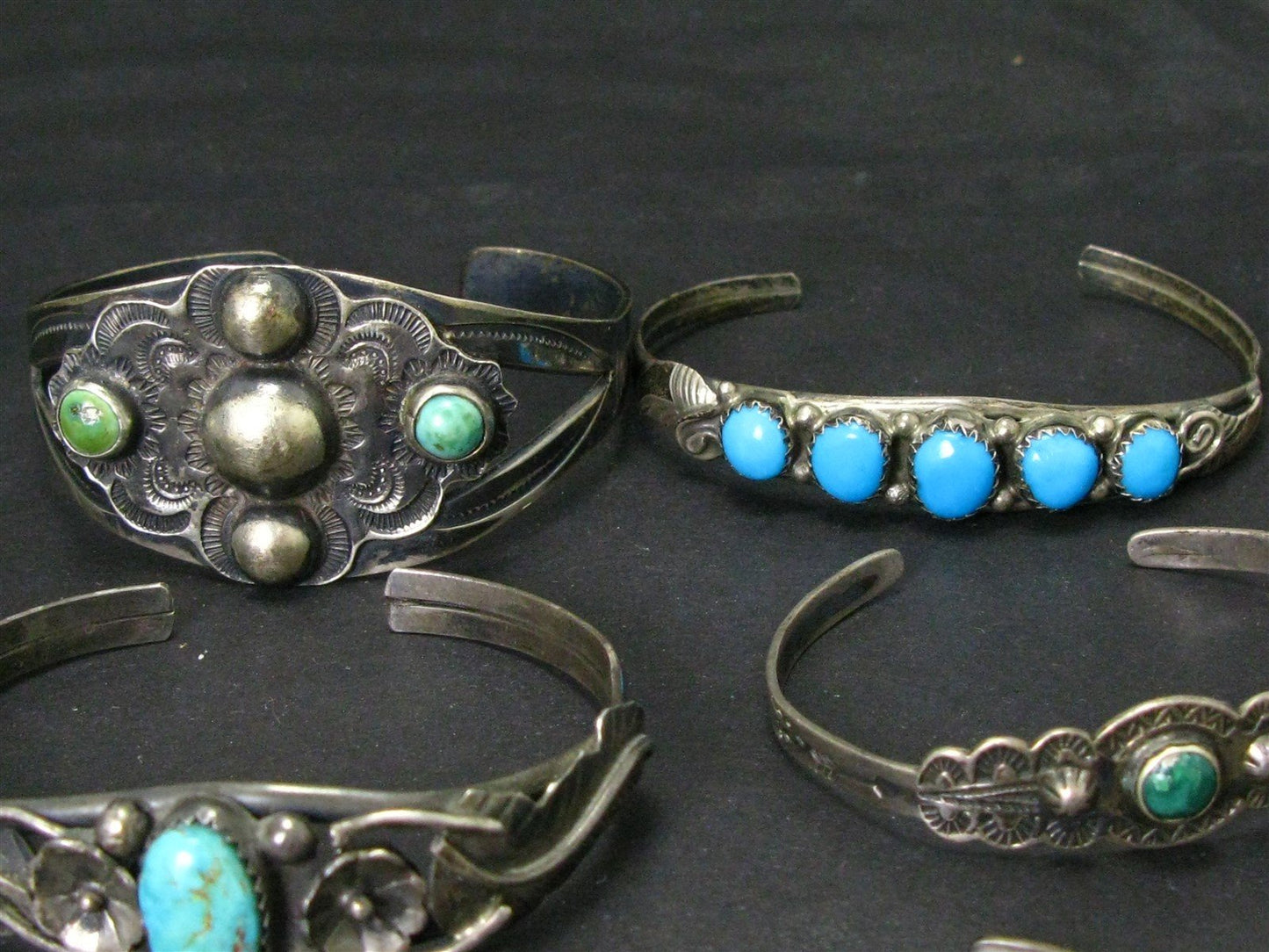 Vintage Sterling Native American Multi Gem Cuff Bracelet Lot 119g i15820