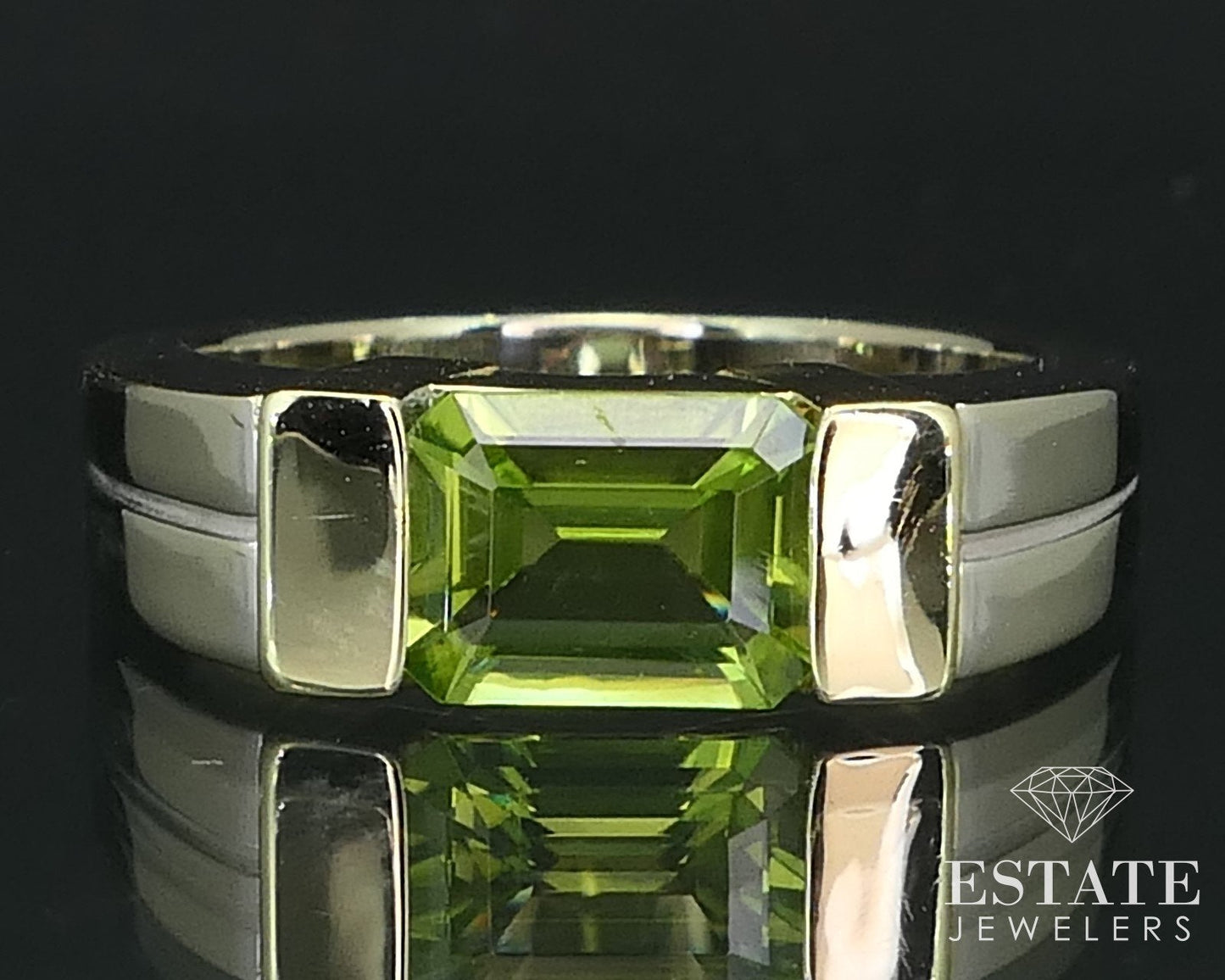 14k Yellow & White Gold Natural Peridot Ladies Band Ring 7.9g i15828