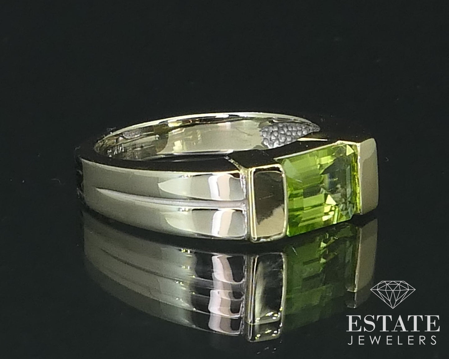 14k Yellow & White Gold Natural Peridot Ladies Band Ring 7.9g i15828