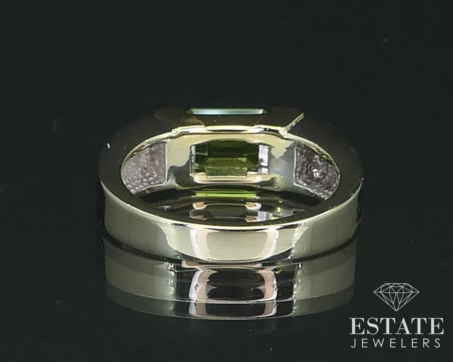 14k Yellow & White Gold Natural Peridot Ladies Band Ring 7.9g i15828