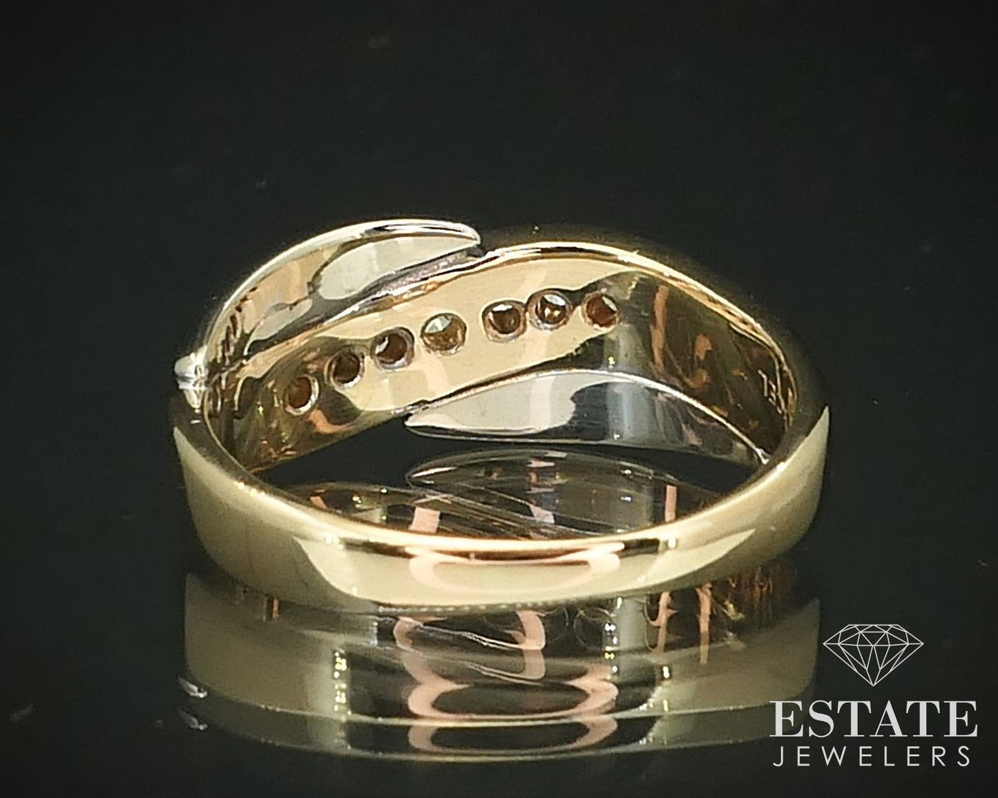 14k Yellow & White Gold 9mm Natural .50ctw Diamond Mens Band Ring 10.6g i15844