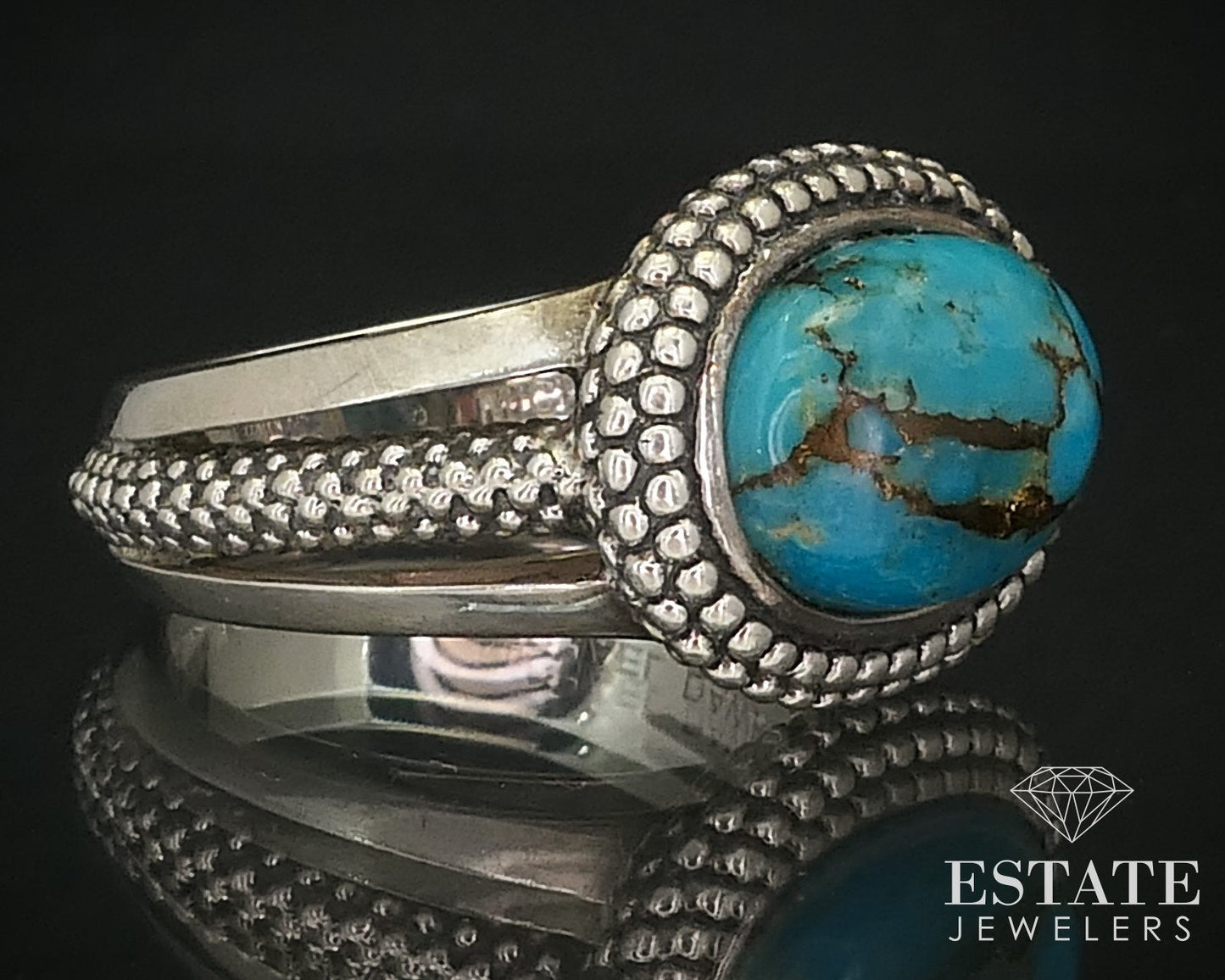 Sterling Silver Michael Dawkins Natural Turquoise Ladies Ring 4.9g i15952